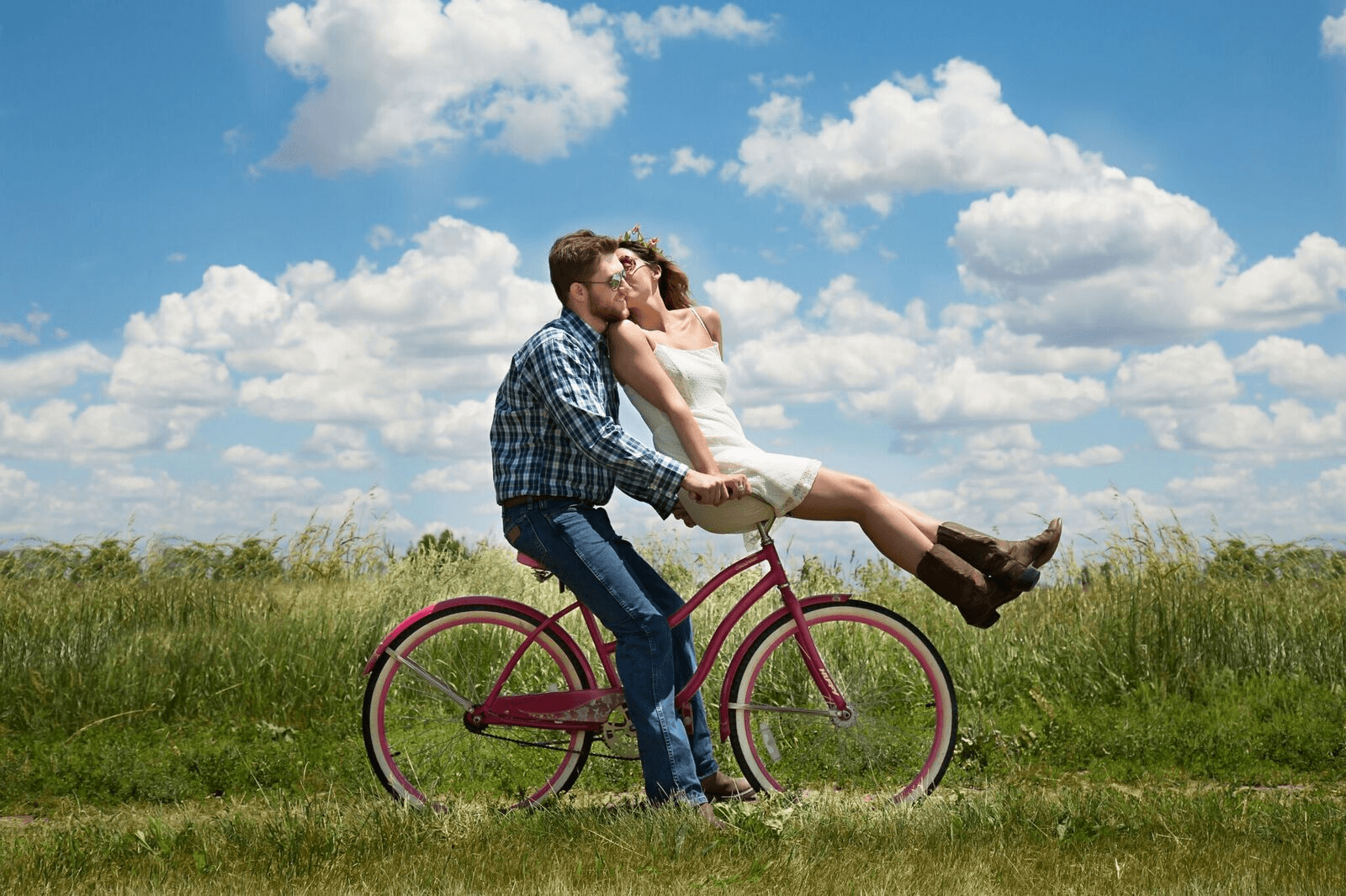 A couple cycling together - finding their way home